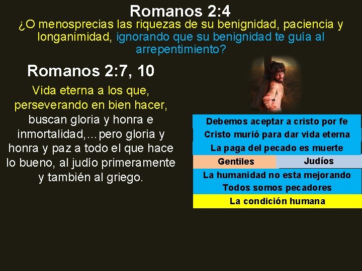 Romanos 2: 4 ¿O menosprecias las riquezas de su benignidad, paciencia y longanimidad, ignorando