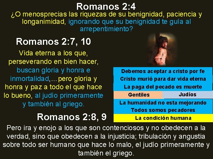Romanos 2: 4 ¿O menosprecias las riquezas de su benignidad, paciencia y longanimidad, ignorando