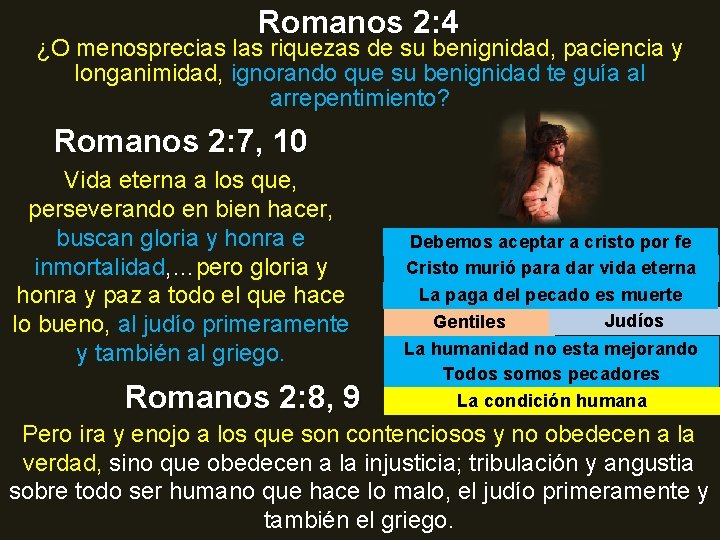 Romanos 2: 4 ¿O menosprecias las riquezas de su benignidad, paciencia y longanimidad, ignorando