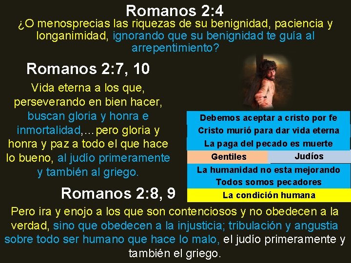 Romanos 2: 4 ¿O menosprecias las riquezas de su benignidad, paciencia y longanimidad, ignorando