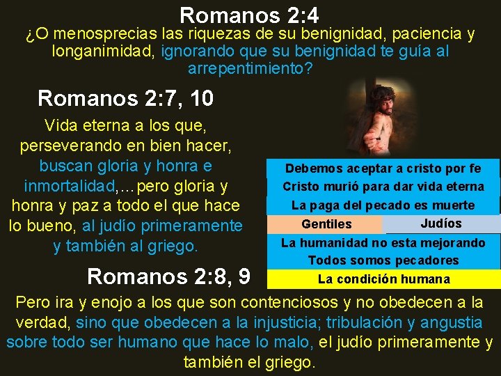 Romanos 2: 4 ¿O menosprecias las riquezas de su benignidad, paciencia y longanimidad, ignorando