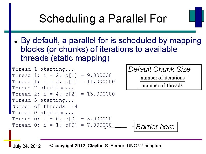 Scheduling a Parallel For By default, a parallel for is scheduled by mapping blocks Scheduling a Parallel For By default, a parallel for is scheduled by mapping blocks