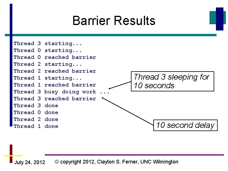 Barrier Results Thread Thread Thread Thread 3 0 0 2 2 1 1 3 Barrier Results Thread Thread Thread Thread 3 0 0 2 2 1 1 3
