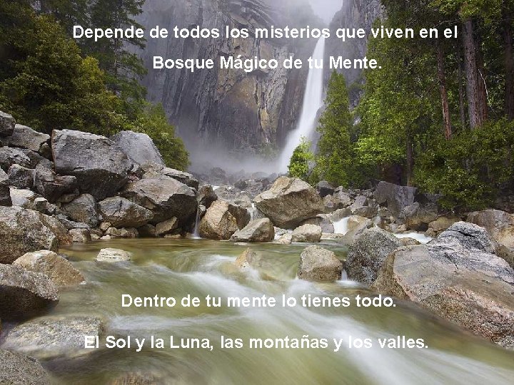 Depende de todos los misterios que viven en el Bosque Mágico de tu Mente. Depende de todos los misterios que viven en el Bosque Mágico de tu Mente.