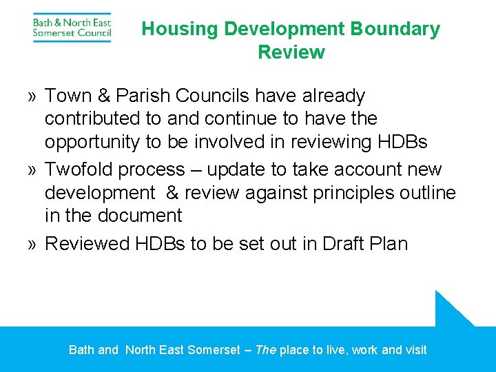 Housing Development Boundary Review » Town & Parish Councils have already contributed to and