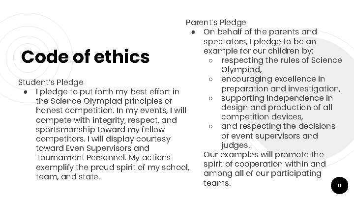 Parent’s Pledge ● On behalf of the parents and spectators, I pledge to be