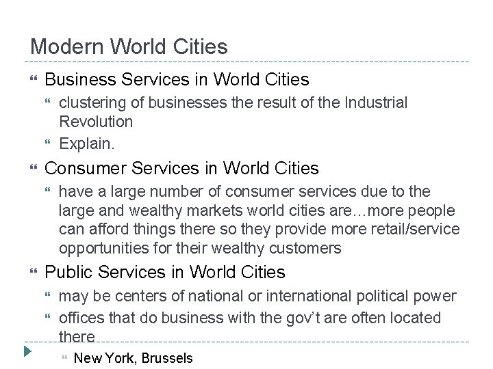 Modern World Cities Business Services in World Cities Consumer Services in World Cities clustering