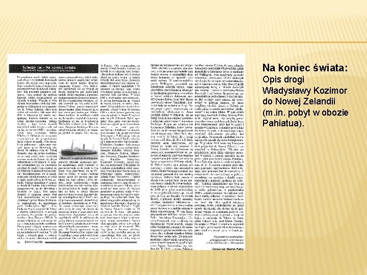 Na koniec świata: Opis drogi Władysławy Kozimor do Nowej Zelandii (m. in. pobyt w