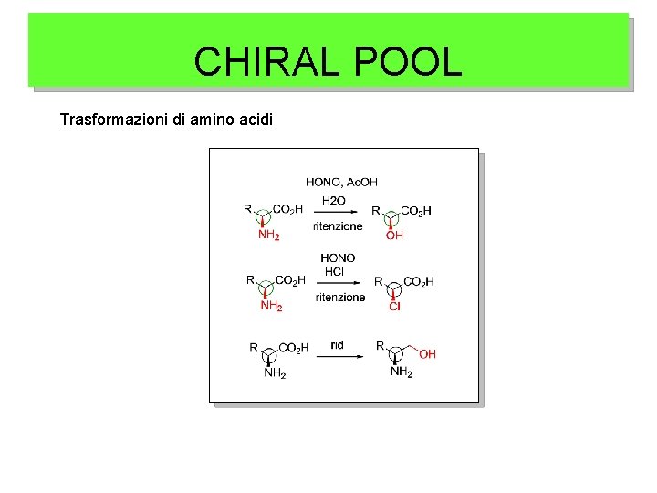 CHIRAL POOL Trasformazioni di amino acidi 