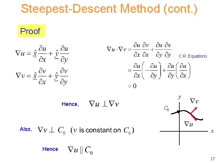 Steepest-Descent Method (cont. ) Proof C. R. Equations y Hence, Also, C 0 x