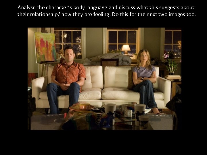 Analyse the character’s body language and discuss what this suggests about their relationship/ how Analyse the character’s body language and discuss what this suggests about their relationship/ how