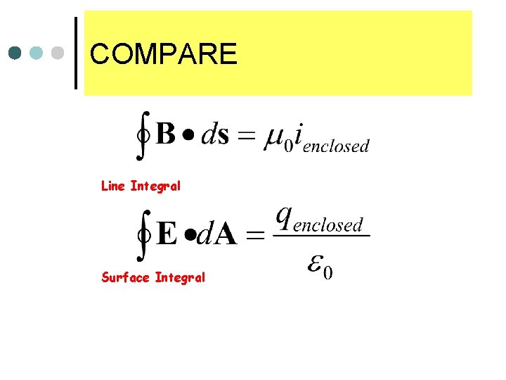 COMPARE Line Integral Surface Integral 