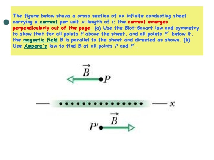 The figure below shows a cross section of an infinite conducting sheet carrying a
