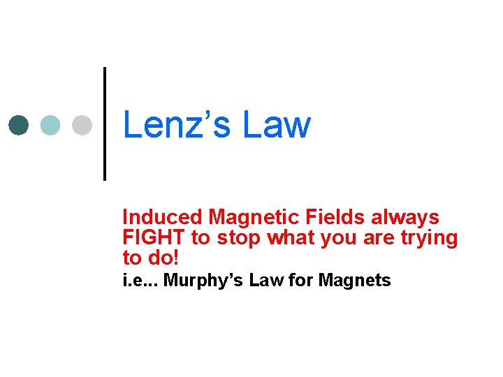 Lenz’s Law Induced Magnetic Fields always FIGHT to stop what you are trying to