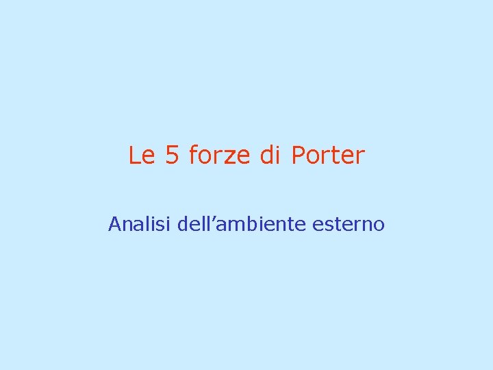 Le 5 forze di Porter Analisi dell’ambiente esterno 