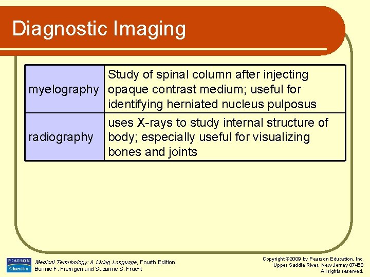 Diagnostic Imaging Study of spinal column after injecting myelography opaque contrast medium; useful for