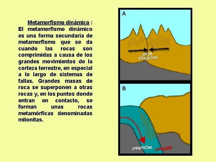  Metamorfismo dinámico : El metamorfismo dinámico es una forma secundaria de metamorfismo que