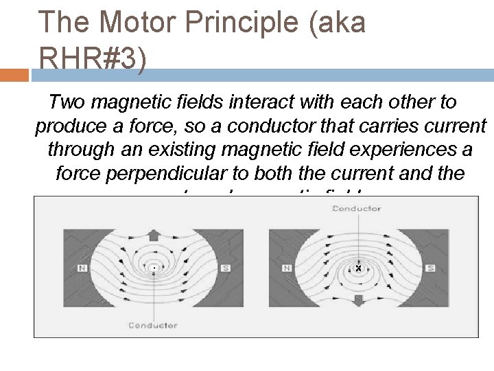 The Motor Principle (aka RHR#3) Two magnetic fields interact with each other to produce