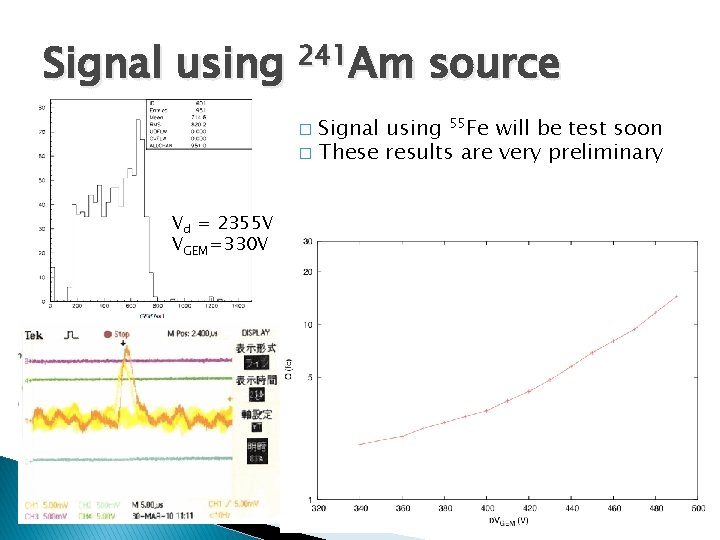 Signal using 241 Am source Signal using 55 Fe will be test soon �