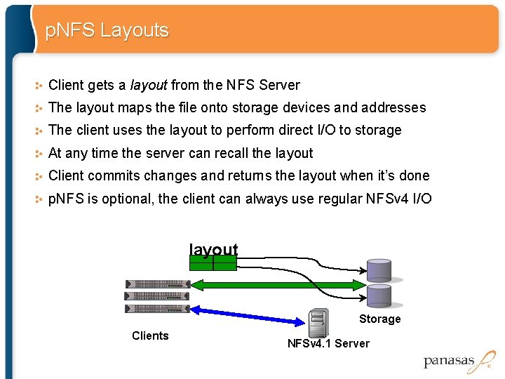 p. NFS Layouts Client gets a layout from the NFS Server The layout maps p. NFS Layouts Client gets a layout from the NFS Server The layout maps