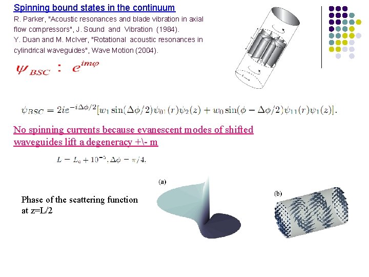 Spinning bound states in the continuum R. Parker, "Acoustic resonances and blade vibration in