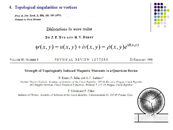 4. Topological singularities or vortices 