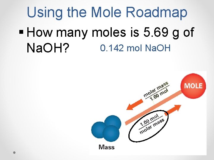 Using the Mole Roadmap § How many moles is 5. 69 g of 0.