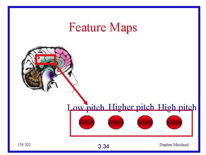 Feature Maps Low pitch Higher pitch High pitch 159. 302 3. 34 Stephen Marsland