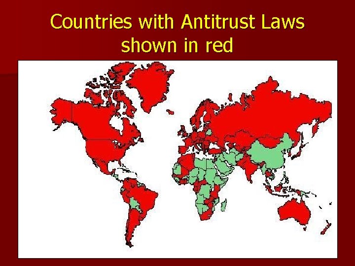 Countries with Antitrust Laws shown in red 