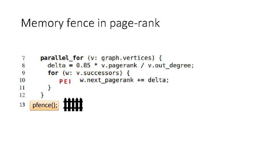 Memory fence in page-rank PEI 13 
