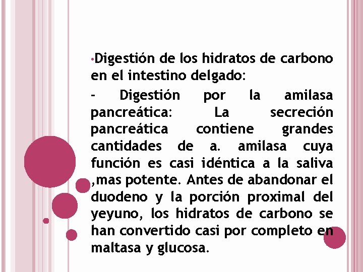  • Digestión de los hidratos de carbono en el intestino delgado: Digestión por