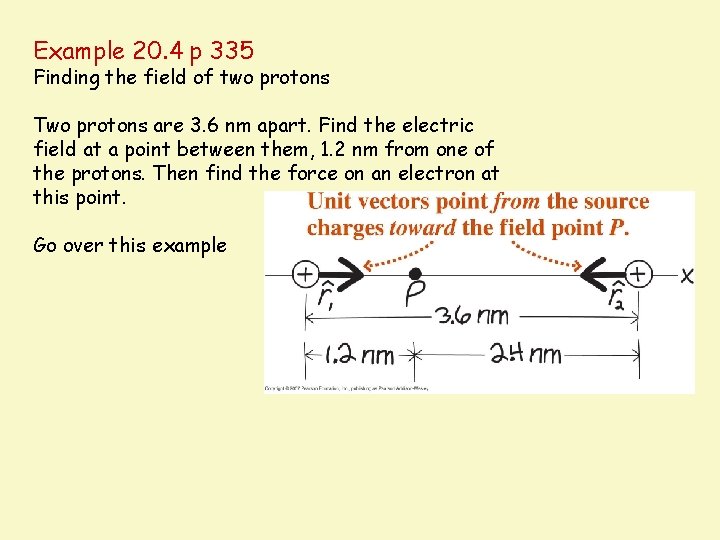 Example 20. 4 p 335 Finding the field of two protons Two protons are