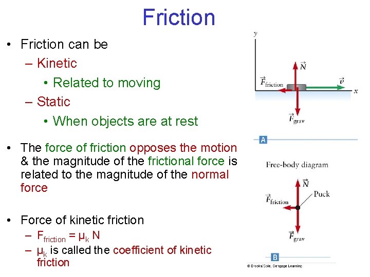 Friction • Friction can be – Kinetic • Related to moving – Static •