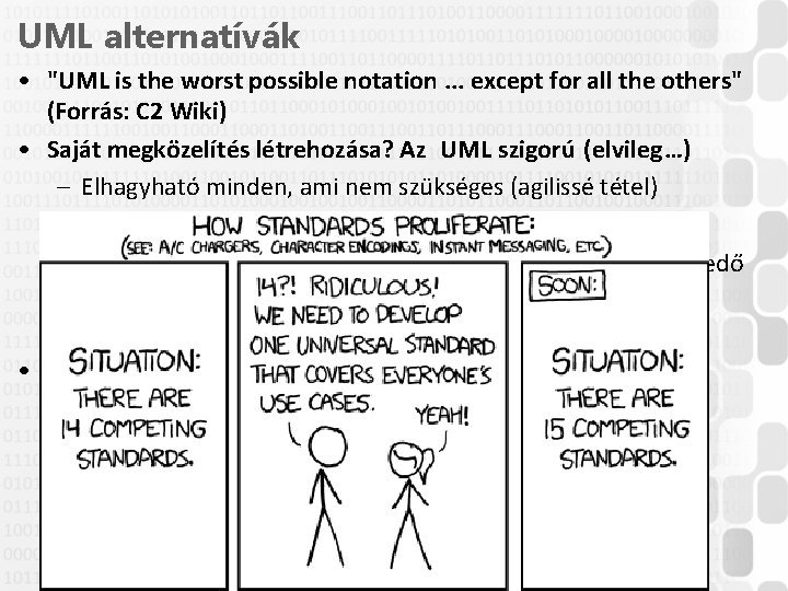 UML alternatívák • "UML is the worst possible notation. . . except for all