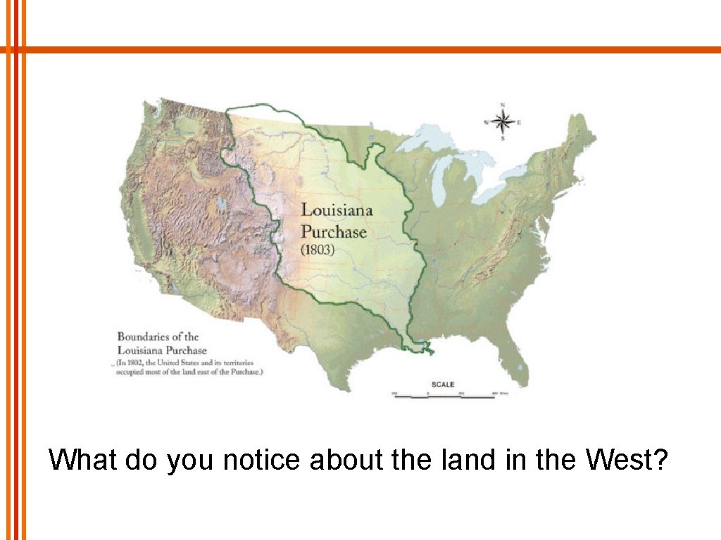 What do you notice about the land in the West? 