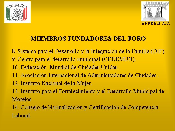 A P P R E M A. C. MIEMBROS FUNDADORES DEL FORO 8. Sistema A P P R E M A. C. MIEMBROS FUNDADORES DEL FORO 8. Sistema