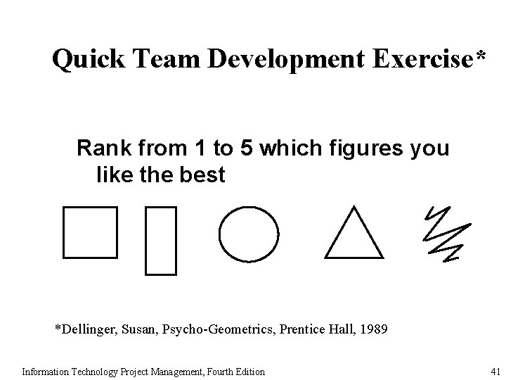 Quick Team Development Exercise* Rank from 1 to 5 which figures you like the