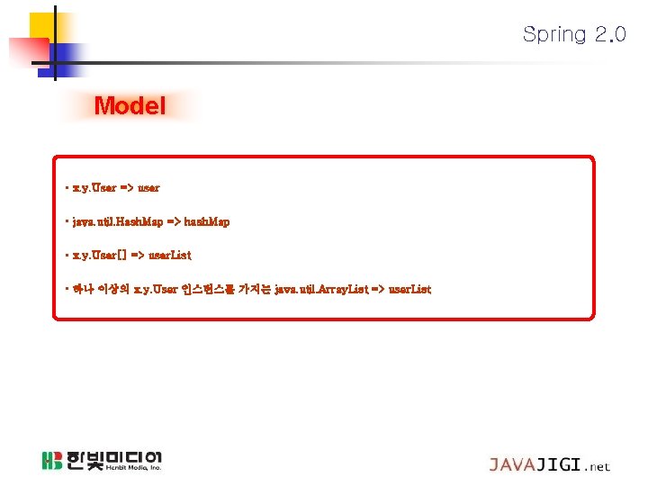 Spring 2. 0 Model • x. y. User => user • java. util. Hash.