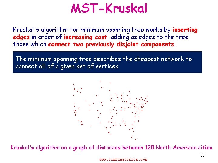 MST-Kruskal's algorithm for minimum spanning tree works by inserting edges in order of increasing