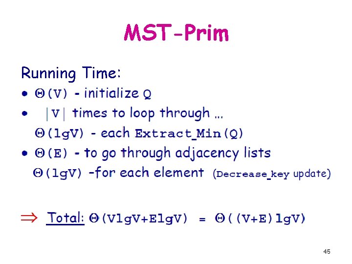 MST-Prim Running Time: 45 