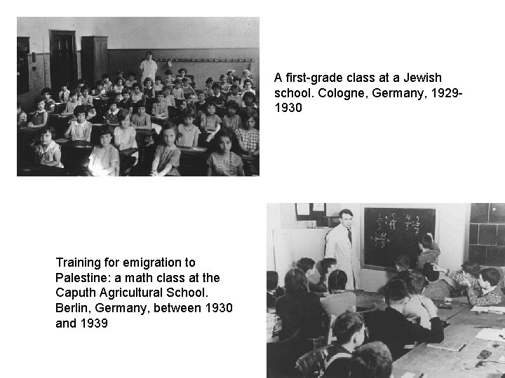 A first-grade class at a Jewish school. Cologne, Germany, 19291930 Training for emigration to