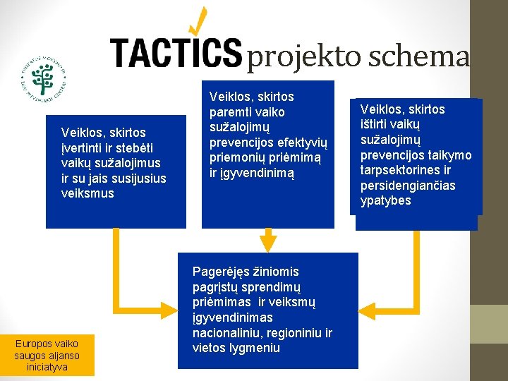 projekto schema Veiklos, skirtos įvertinti ir stebėti vaikų sužalojimus ir su jais susijusius veiksmus