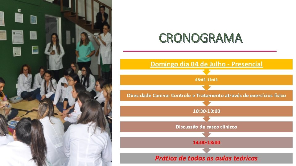 CRONOGRAMA Domingo dia 04 de Julho - Presencial 08: 00 -10: 00 Obesidade Canina: