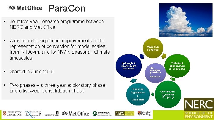 Para. Con • Joint five-year research programme between NERC and Met Office • Aims Para. Con • Joint five-year research programme between NERC and Met Office • Aims
