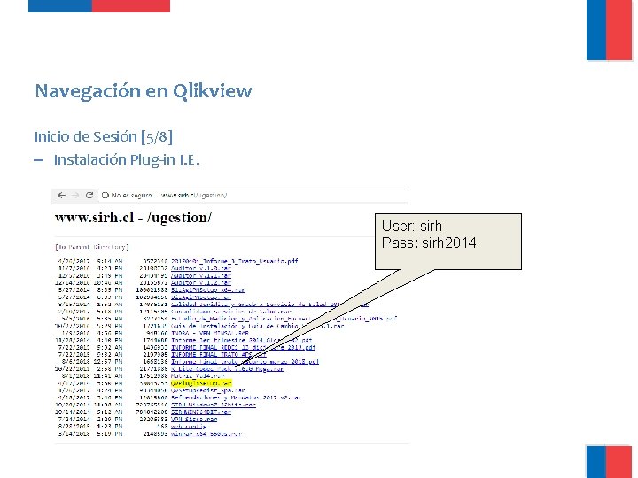 Navegación en Qlikview Inicio de Sesión [5/8] – Instalación Plug-in I. E. User: sirh