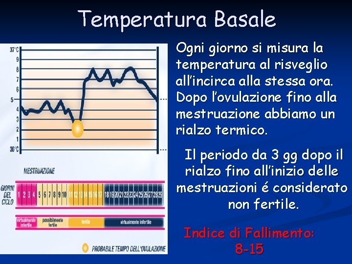 Temperatura Basale Ogni giorno si misura la temperatura al risveglio all’incirca alla stessa ora.