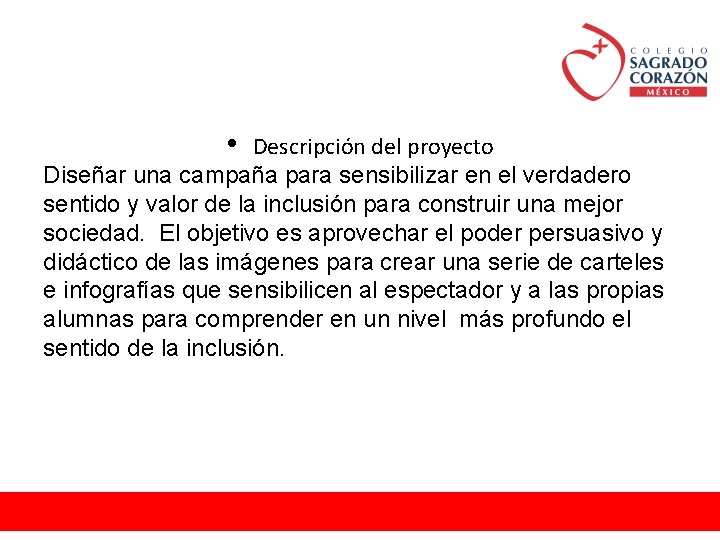 • Descripción del proyecto Diseñar una campaña para sensibilizar en el verdadero sentido
