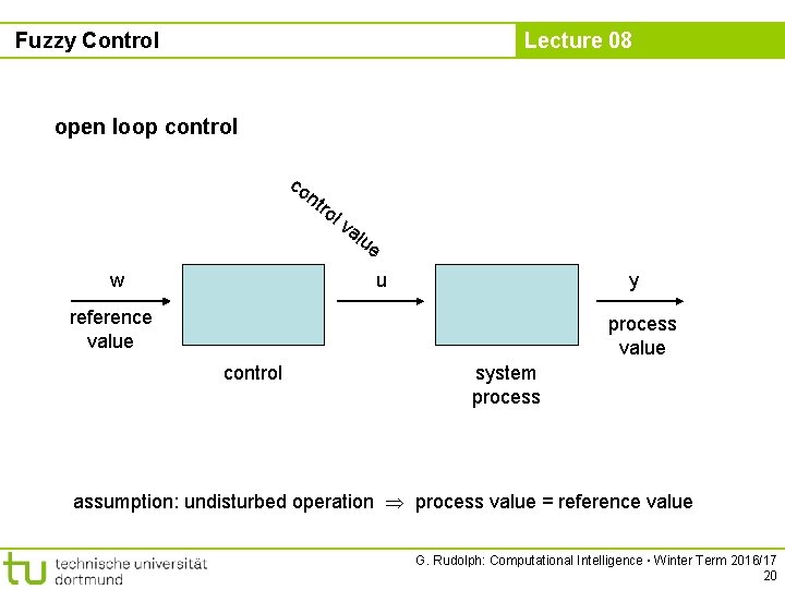 Fuzzy Control Lecture 08 open loop control co nt w ro lv alu e