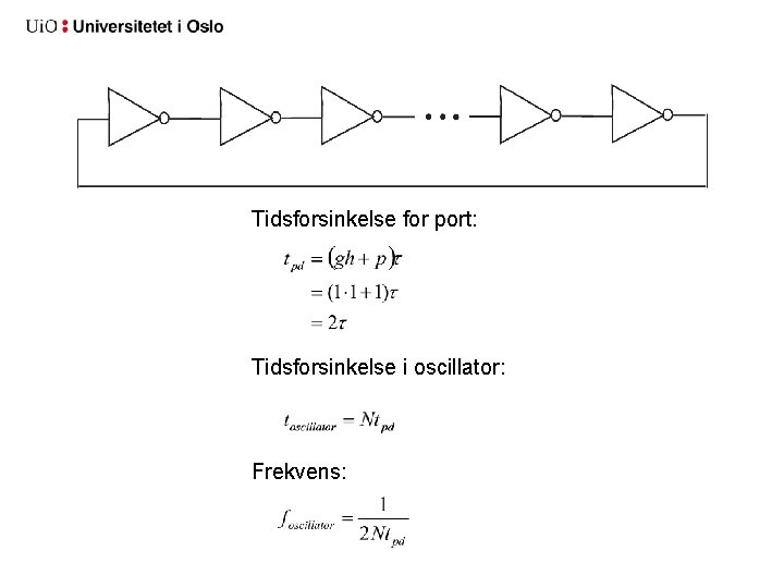 Tidsforsinkelse for port: Tidsforsinkelse i oscillator: Frekvens: 