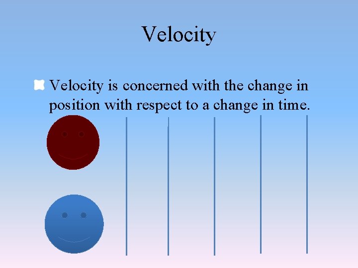 Velocity is concerned with the change in position with respect to a change in